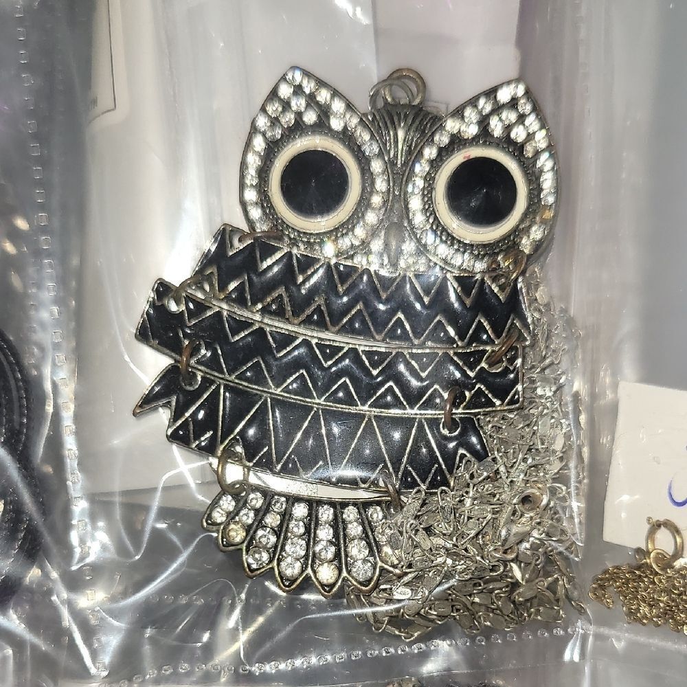 Silver and Black Owl Pendant